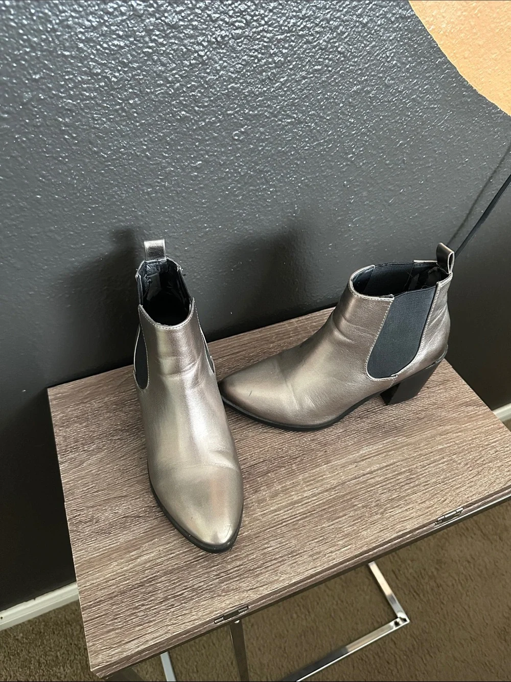Madden Girl Metallic Silver Pointed Chelsea Ankle Boots